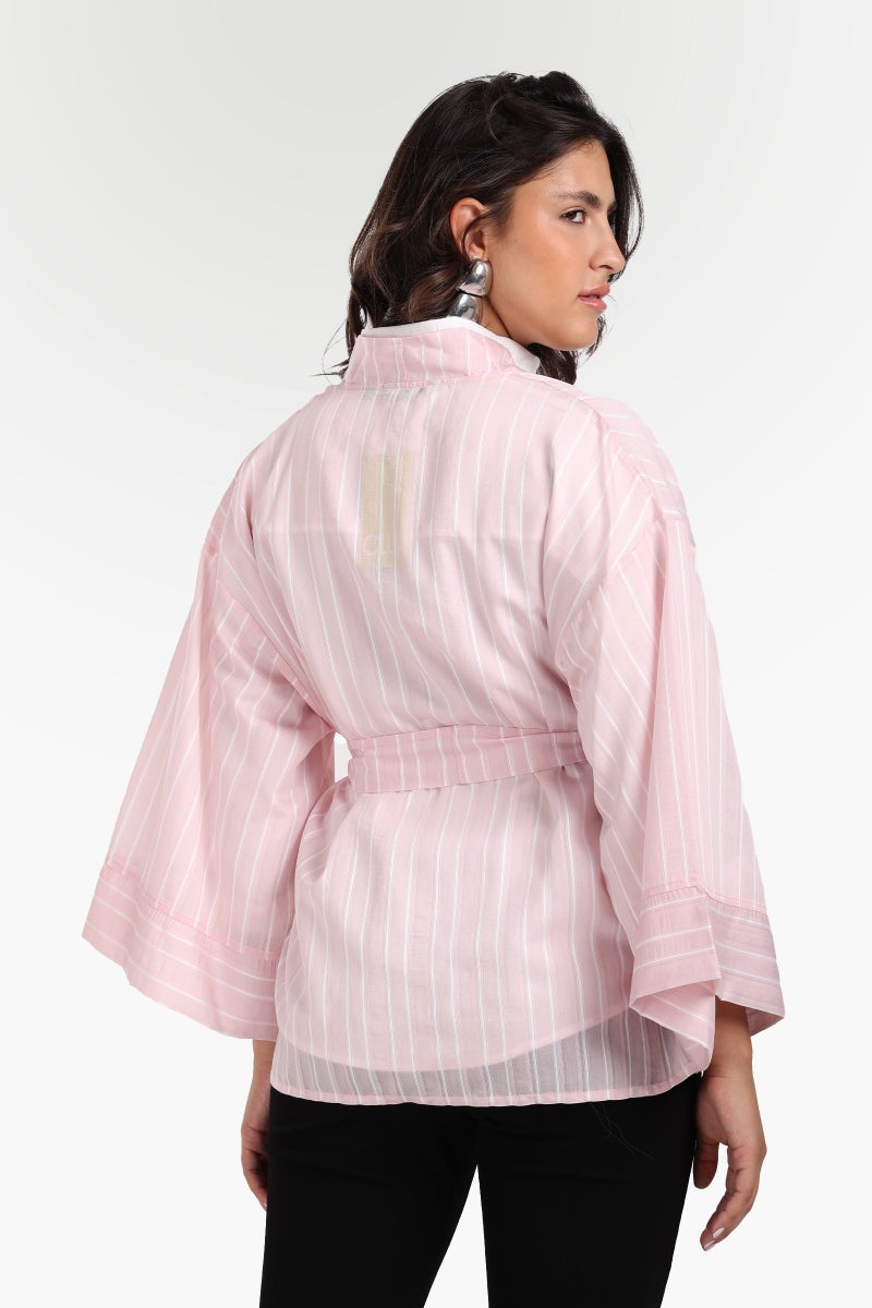 Clue Open-Front Striped Kimono - Image 4